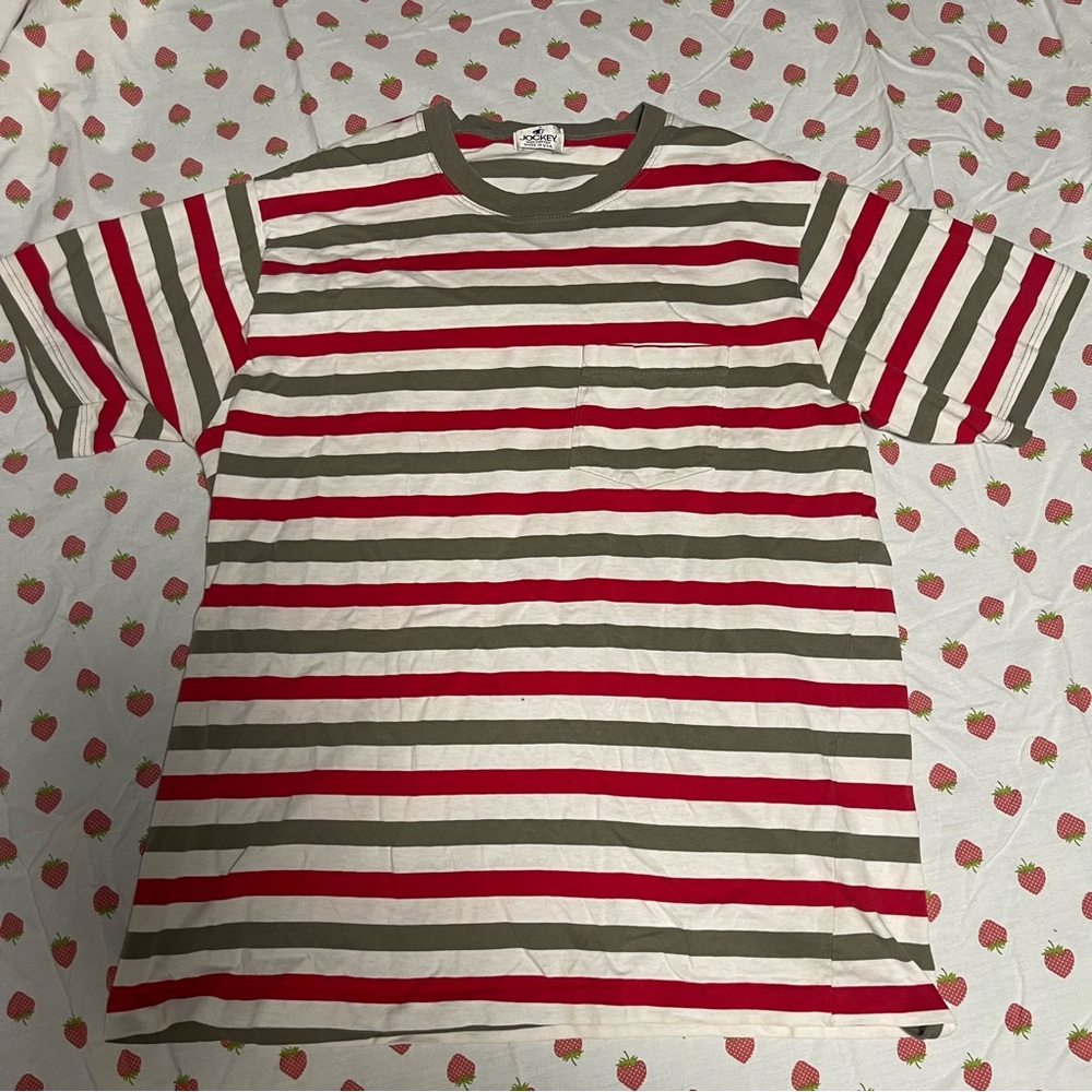 Striped Red, Green, and White T-Shirt